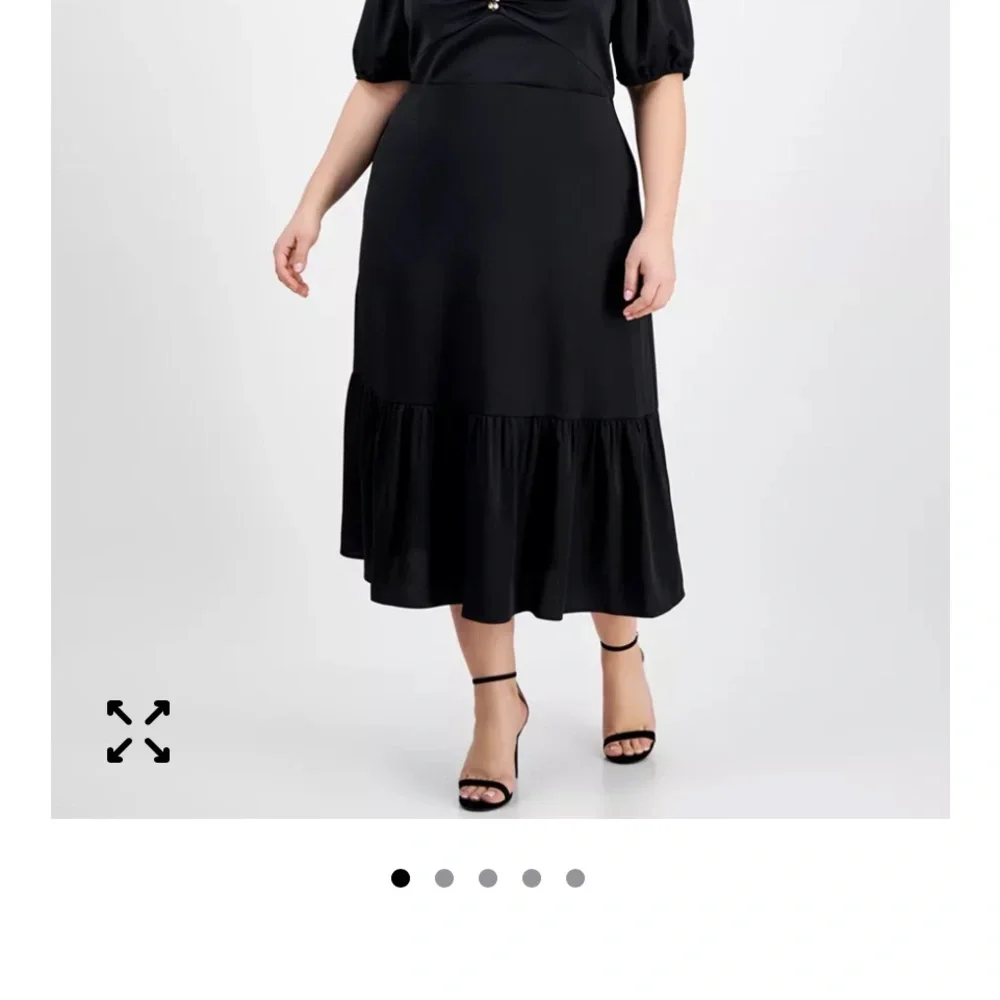 Elegant New With Tag Anne Klein Black Dress with Puff Sleeves Size 18W - Picture 3 of 11